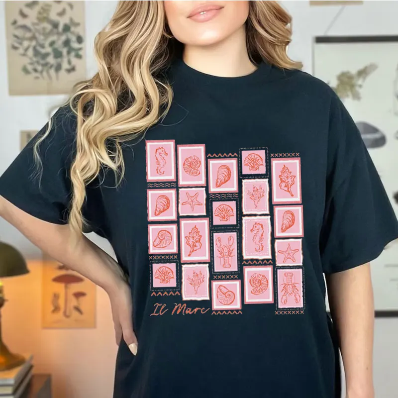 Ocean Shirt Italy Graphic Tee Summer Sea Lover Tees La Dolce Vita Vintage Italy T-Shirt Italian Girl Coastal Vibes Cotton Shirts