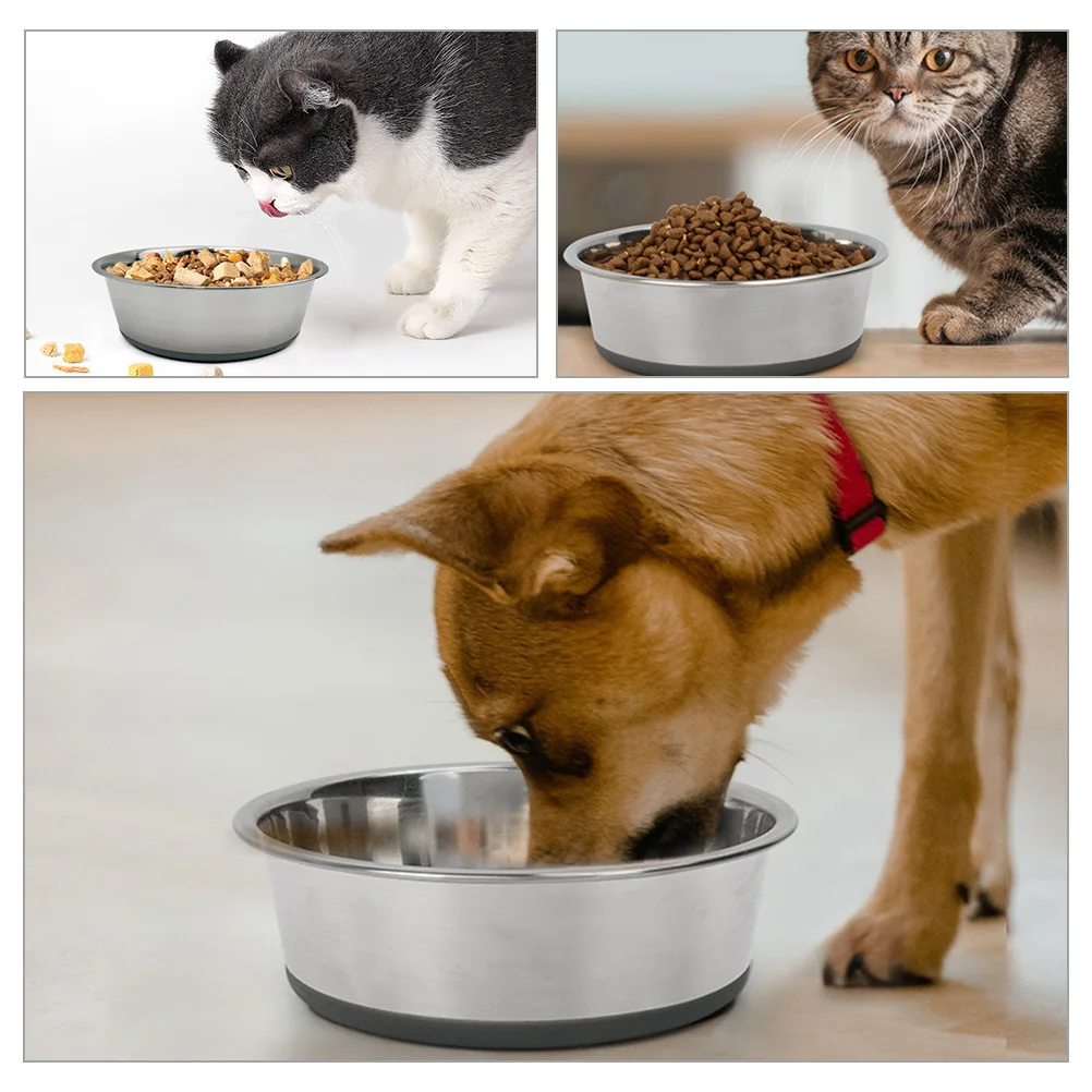 

Pet Bowl Stainless Smooth Surface Dog Feeding Bowl Non-Slip Puppy Food Feeder Indoor Cat Water Container Reusable