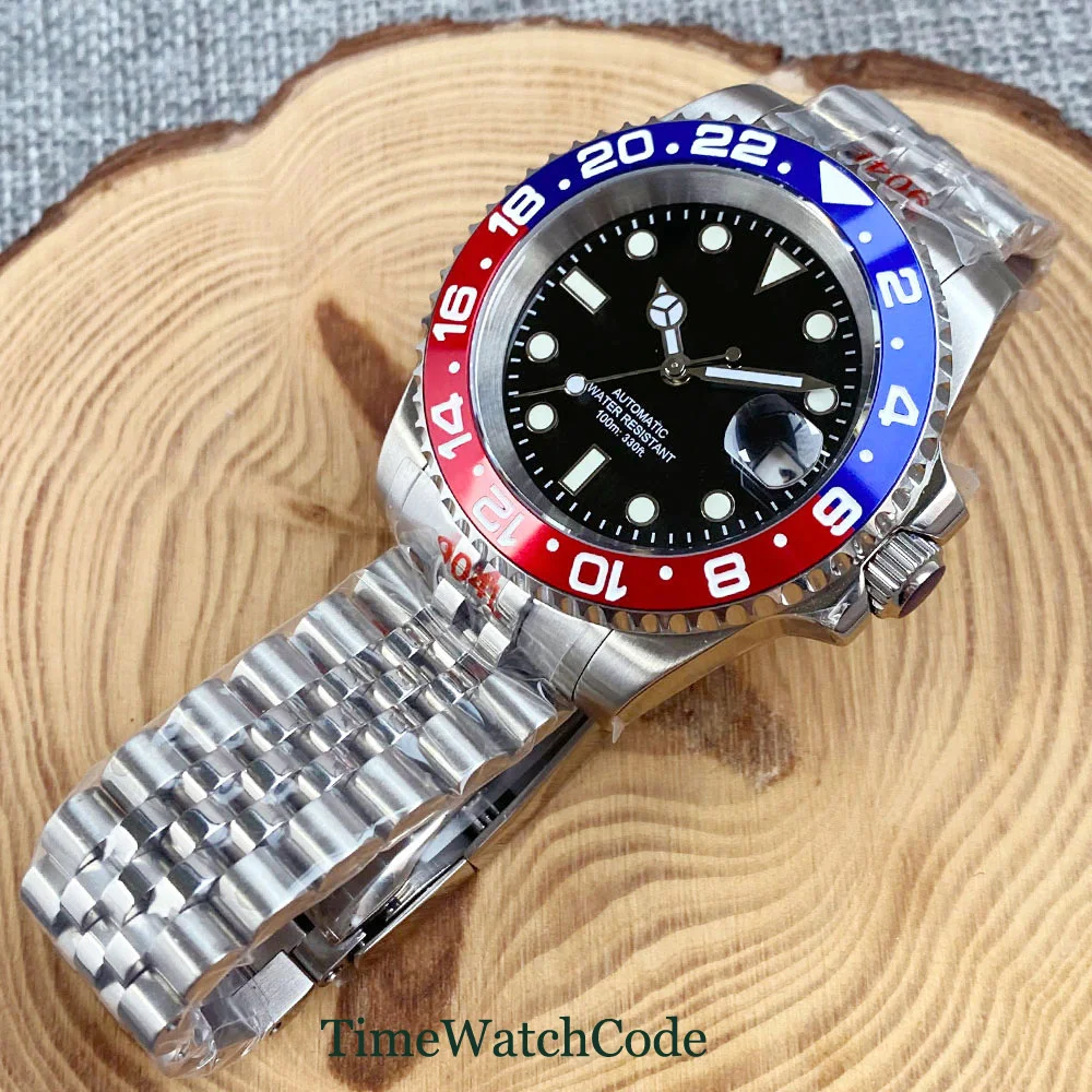 Tandorio Dive SUB Automatic Watch for Men NH35 Mechanical Movement 20BAR Waterproof Sapphire Crystal Sterile 316L Bracelet 40mm