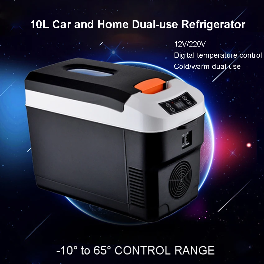 10L Small Refrigerator 12V 220V Car Home Dual-use Refrigerator Outdoor Camping Refrigerator Portable Cooler   Fridge