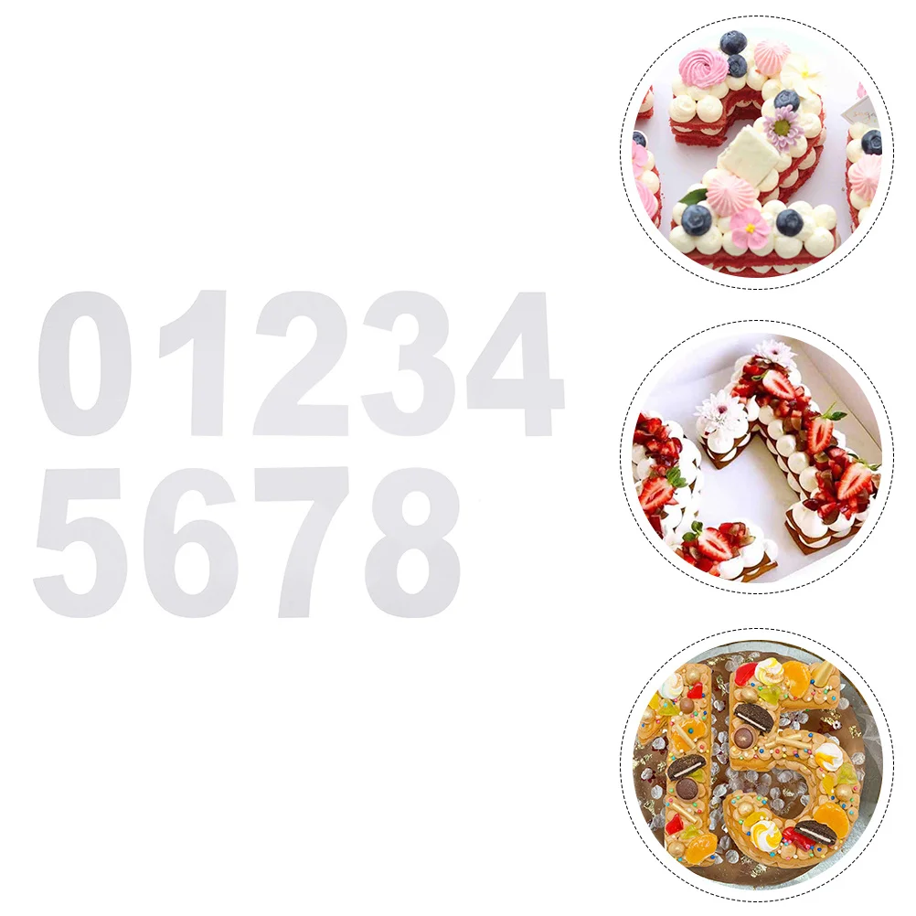 

9 pcs Cake Molds Heart Shaped Diy Baking Tools For Number Stencils Festival Cake Hollow Templates Baking Supplies White