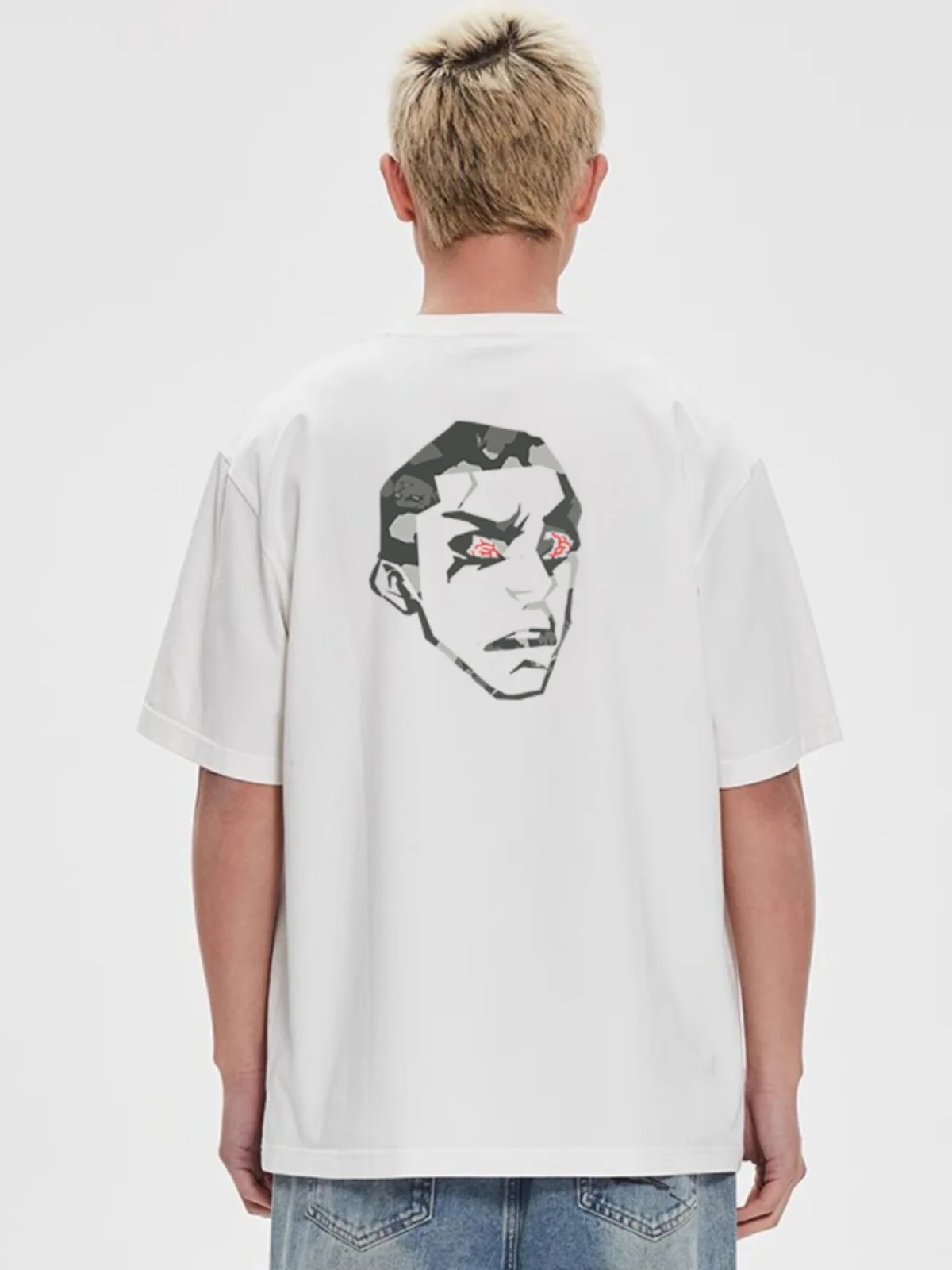 

BANG Local Kid Loose ort Sve T-irt Creative Headprint Sweat Absorbent Cotton Youth Faion Casual T-irt for Teens