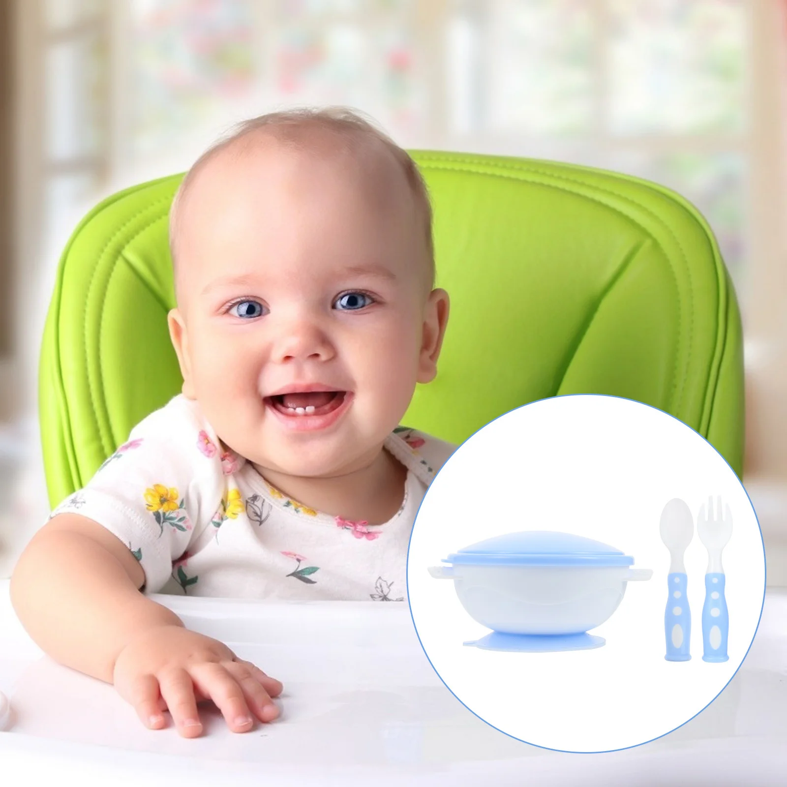 1Set Suction Cup Baby Bowl Set Toddler Feeding Tableware Anti-Tip Plate Fork Spoon High-Quality Silicone Practical Food Storage