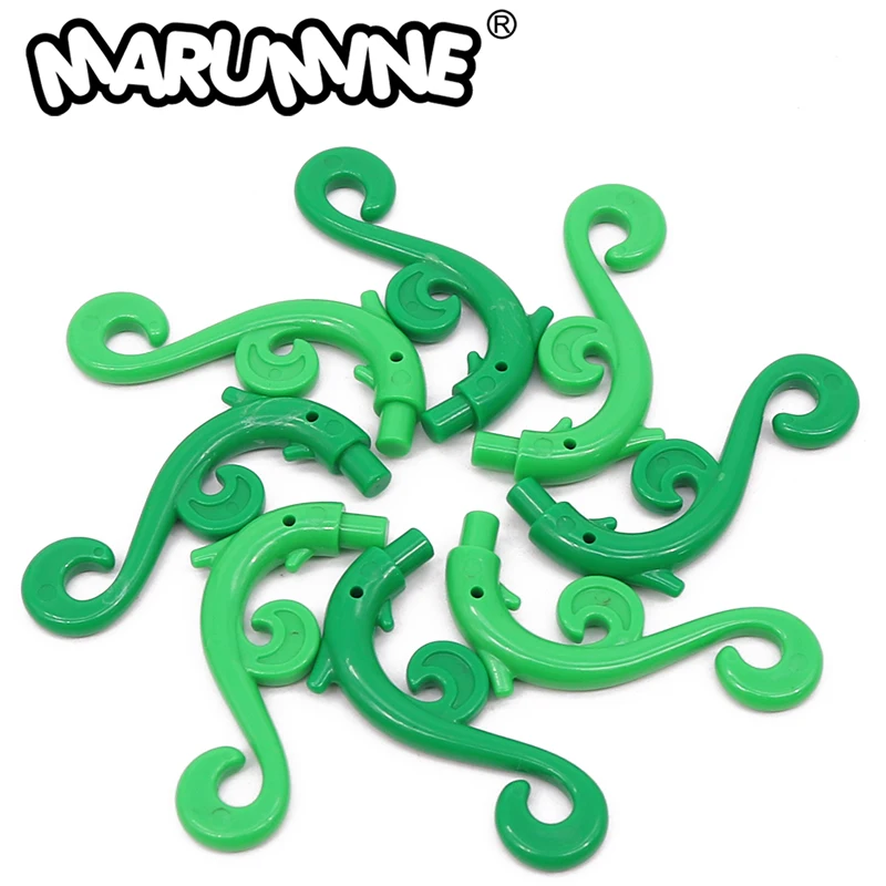 Marumine 28870 MOC Brick 100PCS Plant Stem Bending Swirl Parts Construction Tree DIY Garden Potted Model Accessories