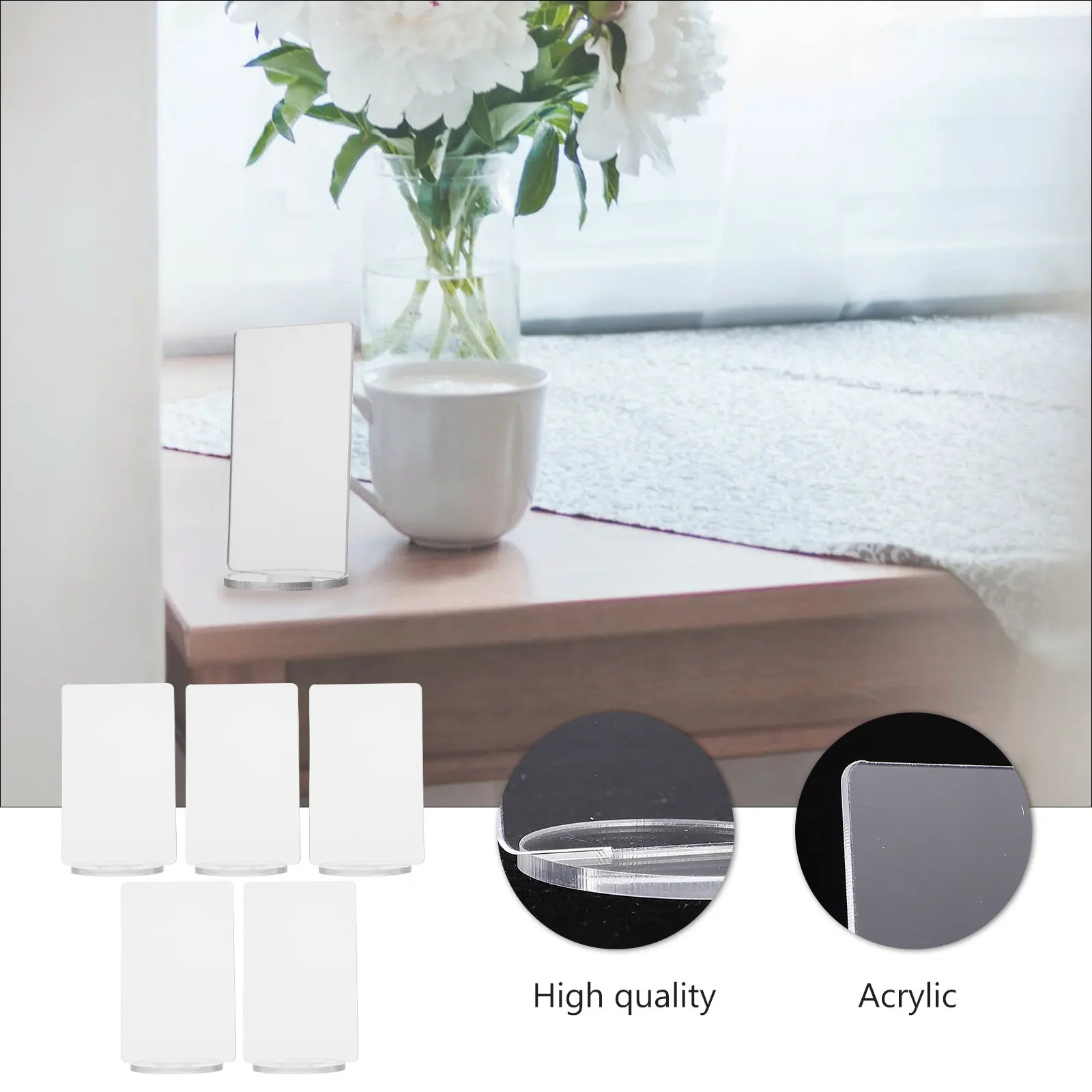 5Pcs Acrylic Stand Base High Clarity Polished Edge Desktop Sign Holder for Cartoon Figure DIY Standing Display Table Number Menu