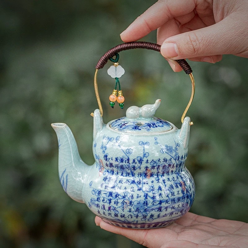 

Lanting Xu Blessing Teapot Old Clay Retro Crackle Small Teapot Kungfu Tea Set Ceramic Teapot