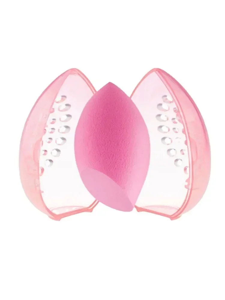 Estojo de armazenamento de esponja de maquiagem, multi-buraco, à prova de umidade, transparente, suporte de esponja de beleza, recipiente cosmético, formato de lágrima