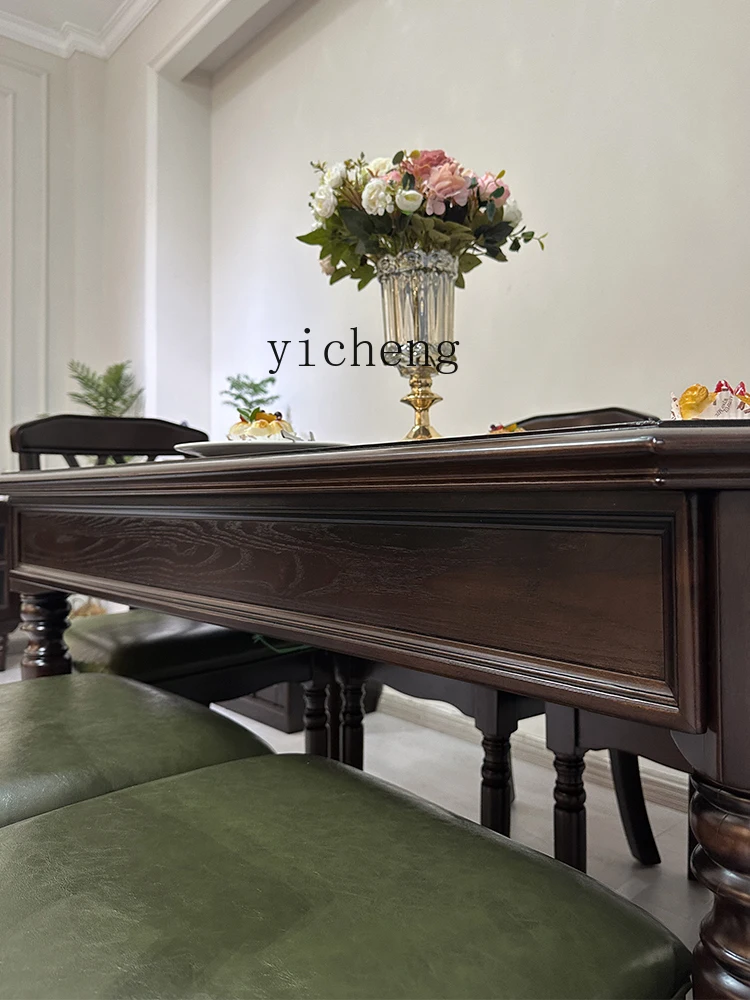 American-style Solid Wood Dining Table and Chair Set Rectangular Dining Table for Home Use Simple Design