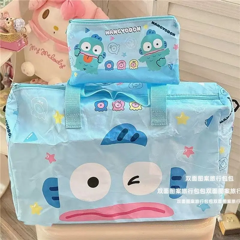 Minha melodia kuromi cinnamoroll dos desenhos animados bonito dobrável saco de bagagem bolsa moda portátil trole viagem revestimento saco armazenamento