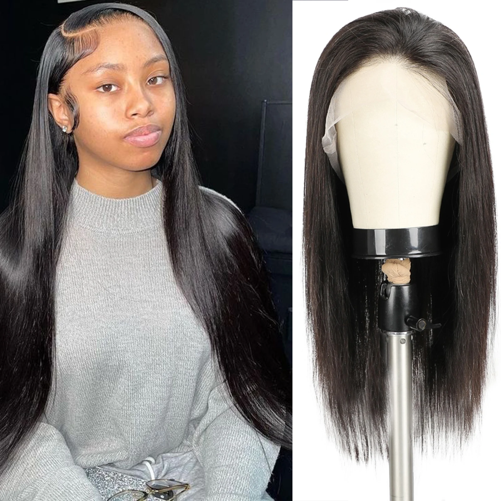 Silk Top Lace Front Wig Silk Base Virgin Brazilian Human Hair Wig Silky Straight Transparent Lace Pre Plucked Glueless for Women