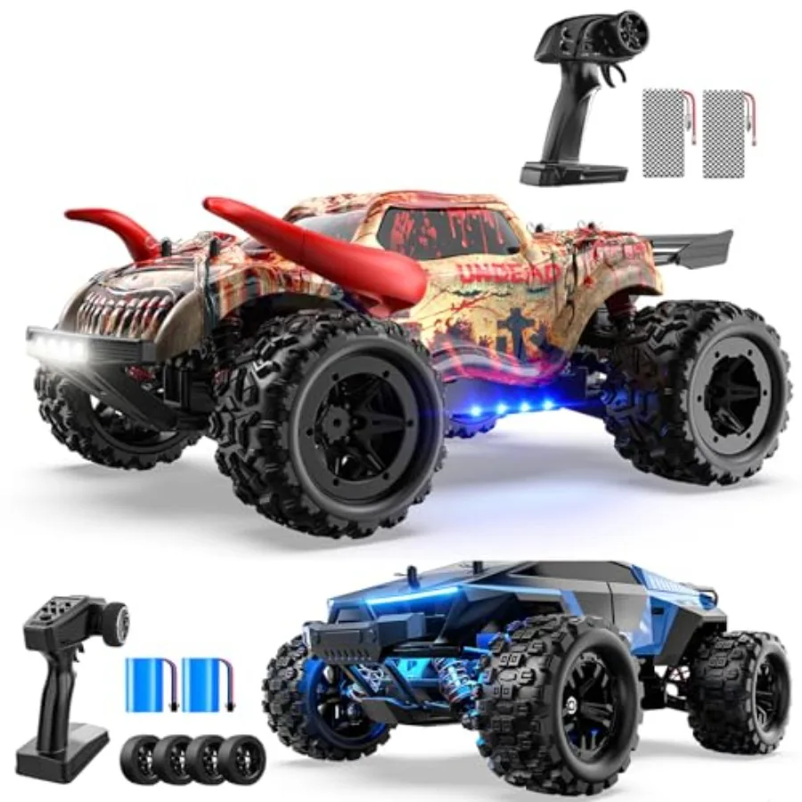 

All Terrain Fast RC Cars for Adults: ABS Plastic, Black/Red, High-Speed Brushless Motor 4WD Suspension