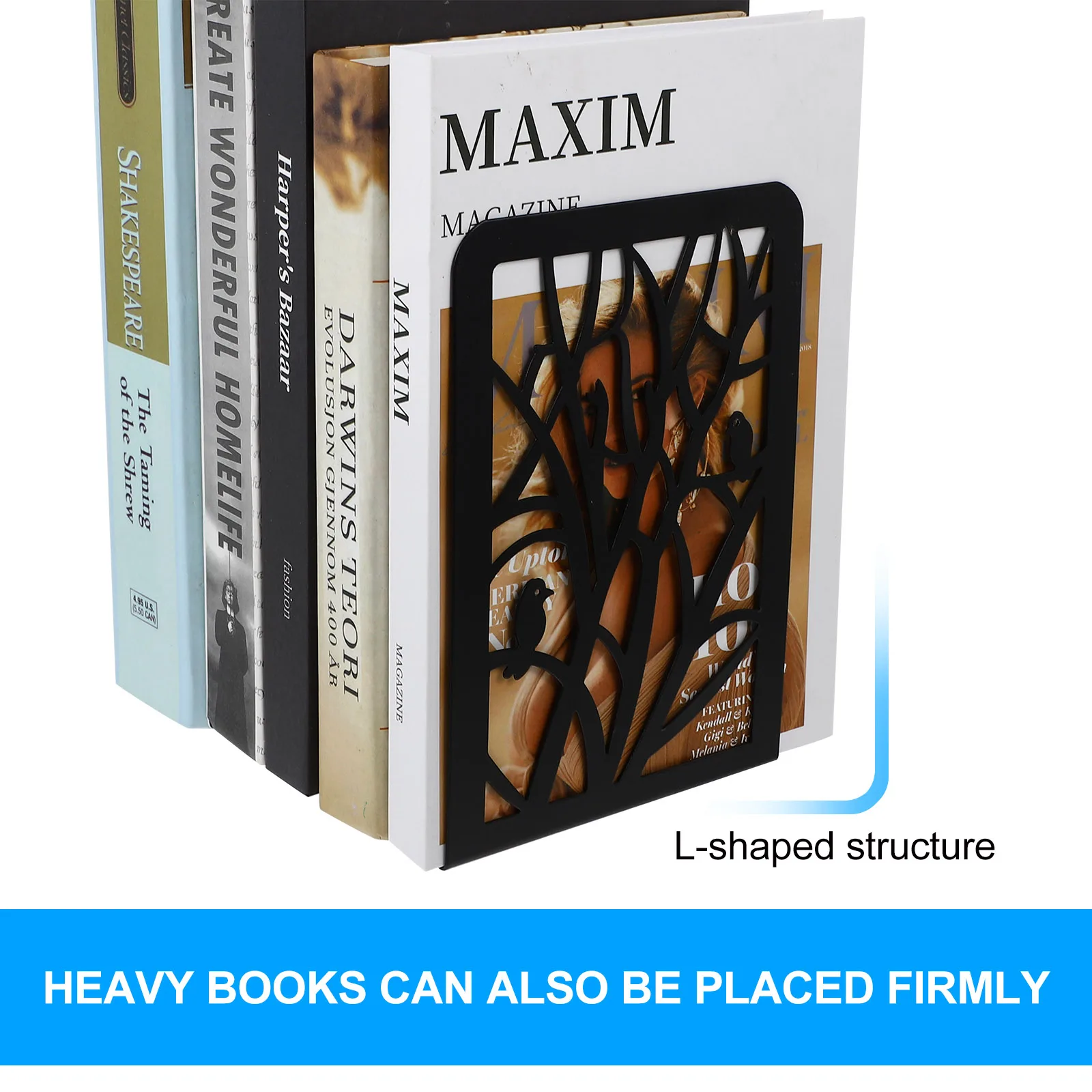 

2pcs Bookend Rack Metal Book Holder St Desktop Bookshelf Storage Books Holder Office Library Classroom