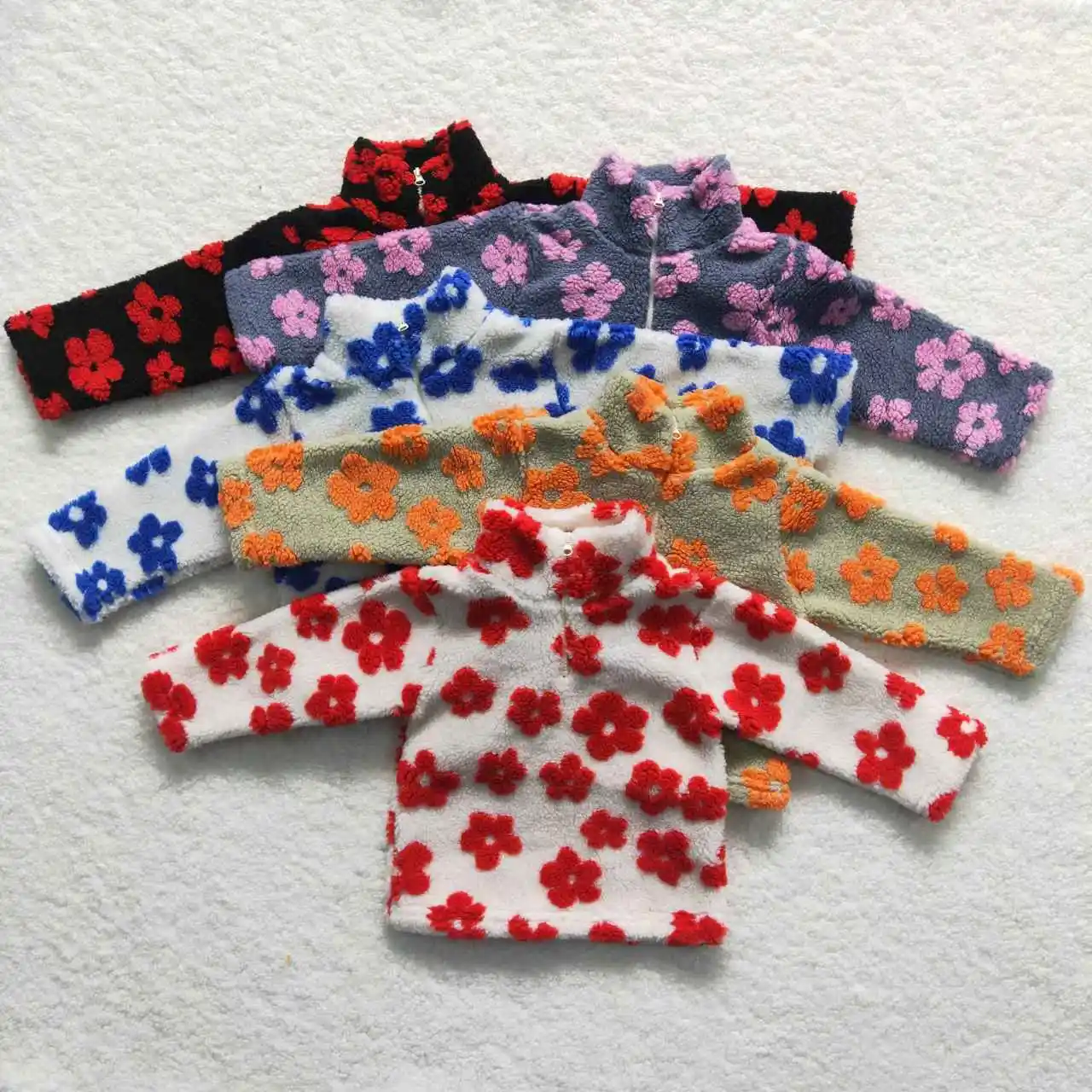 

z96-08 GT0262 Wholesale kids clothes girls Sibling Matching flower zipper long-sleeved top Winter Boutique baby girls clothes
