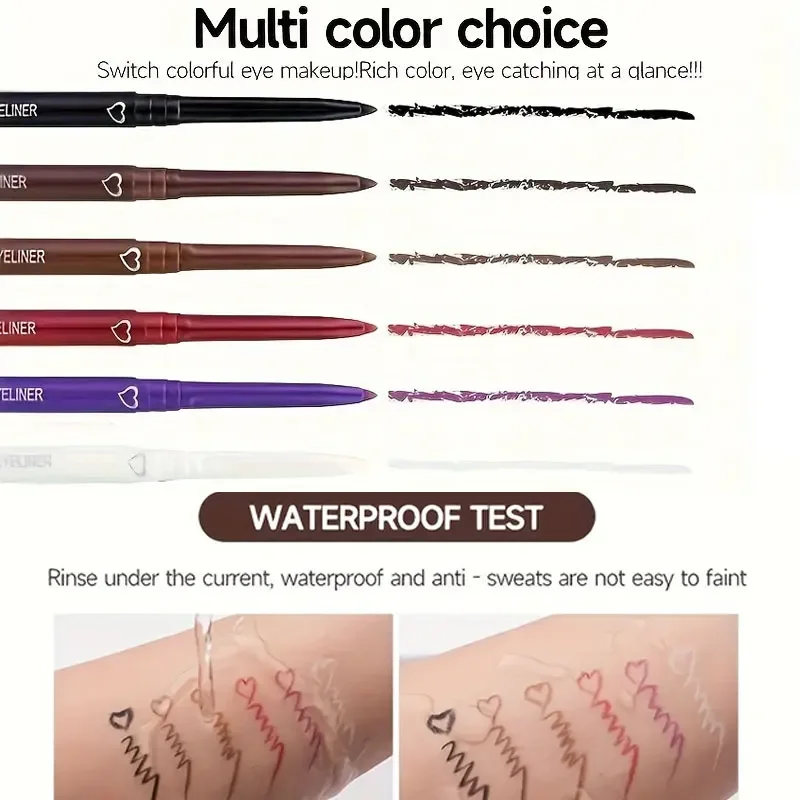 Waterproof Eyeliner Pen Brown Lying Silkworm Pen Soft Easy Wear Quick Dry Smooth Eye Liner Long Last Lower Eyelash Pen Makeup