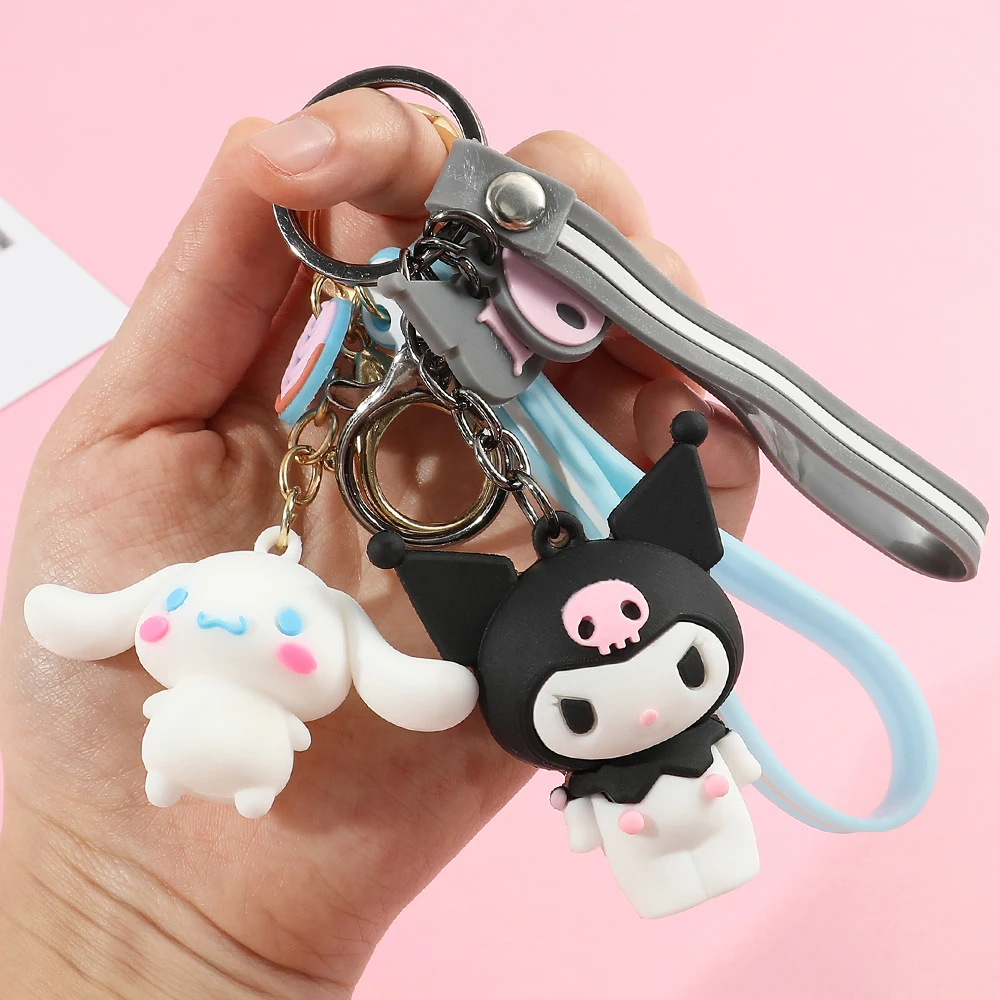 

Kawaii Sanrio Keychain Kuromi Cinnamoroll Women Bag Pendant Backpack Melody Accessories Hello Kitty Toy Doll Keyring Girl Gift