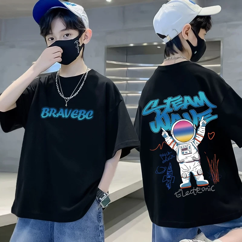 New Summer Kids Clothes Korean Fashion Print Short Sleeve Tops Tees Boys Girls Clothes 100%Cotton Cartoon T Shirts Children