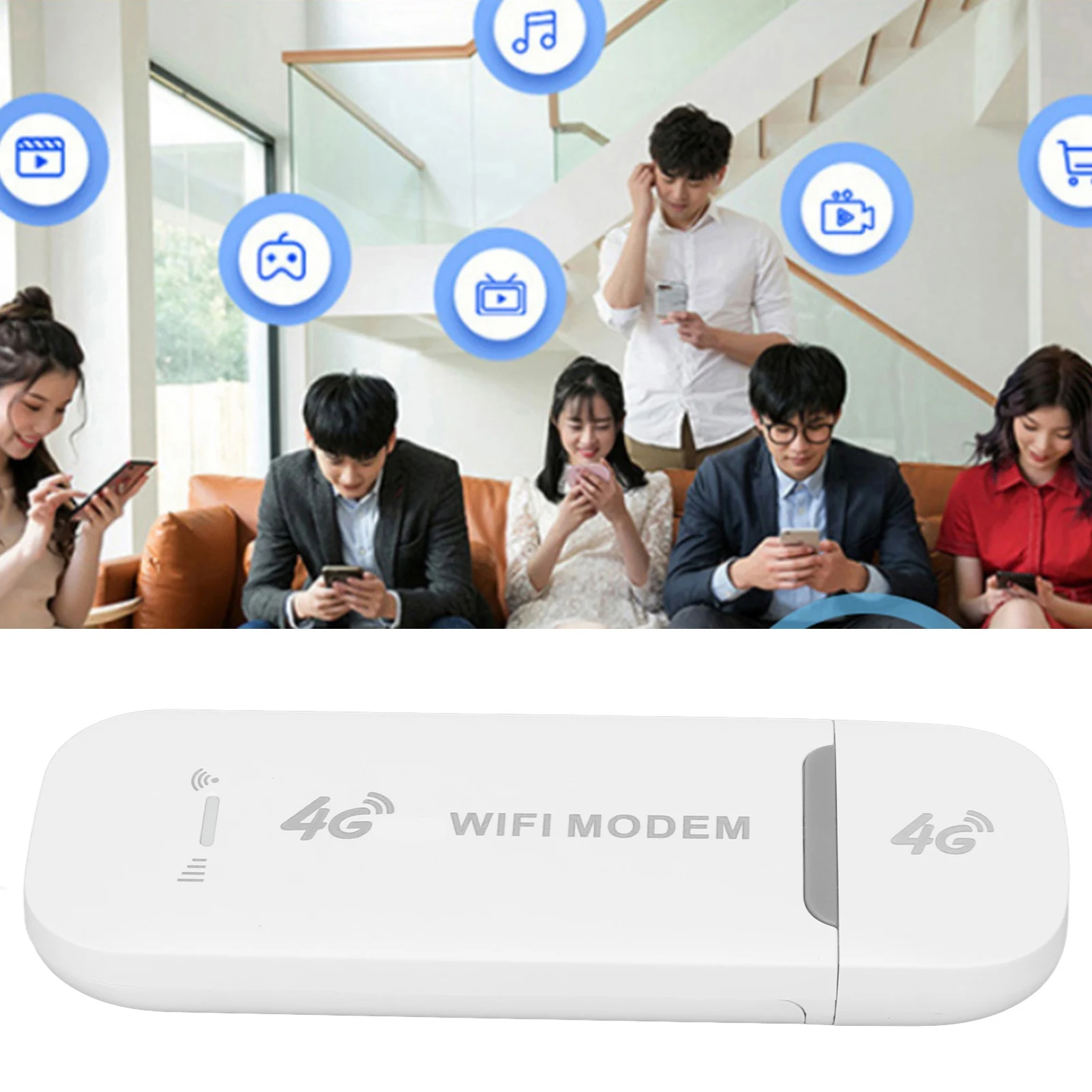 4G LTE Wireless Router 150Mbps Support 10 Users USB Interface Portable WiFi Modem for Tablet Laptop White 4G LTE Wireless Router