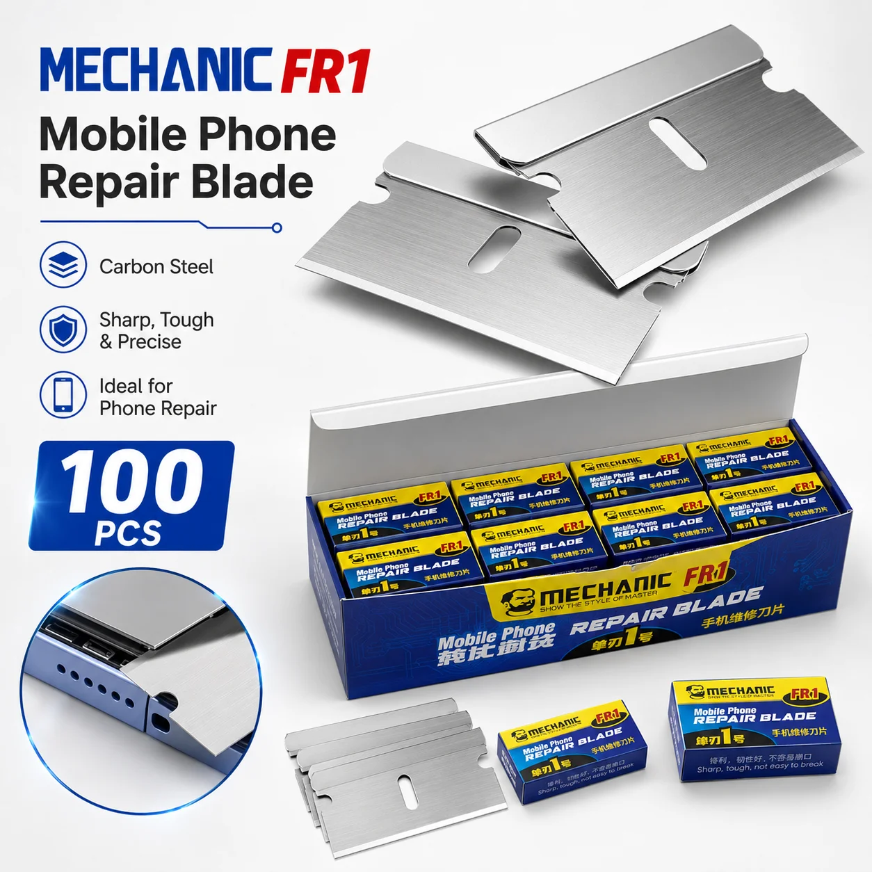 MECHANIC FR1 High Toughness Scraper Blades LCD OCA Glue Removal Cleaning Knife for Phone Screen Repair Maintenance Tool Set Kits