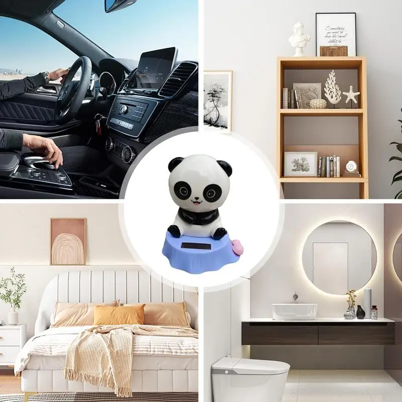 Car Bobblehead Dashboard Cute Dancing Panda Doll Figure Solar Powered Car Dashboard Dancing Doll Shaking Head Toy Swinging Car