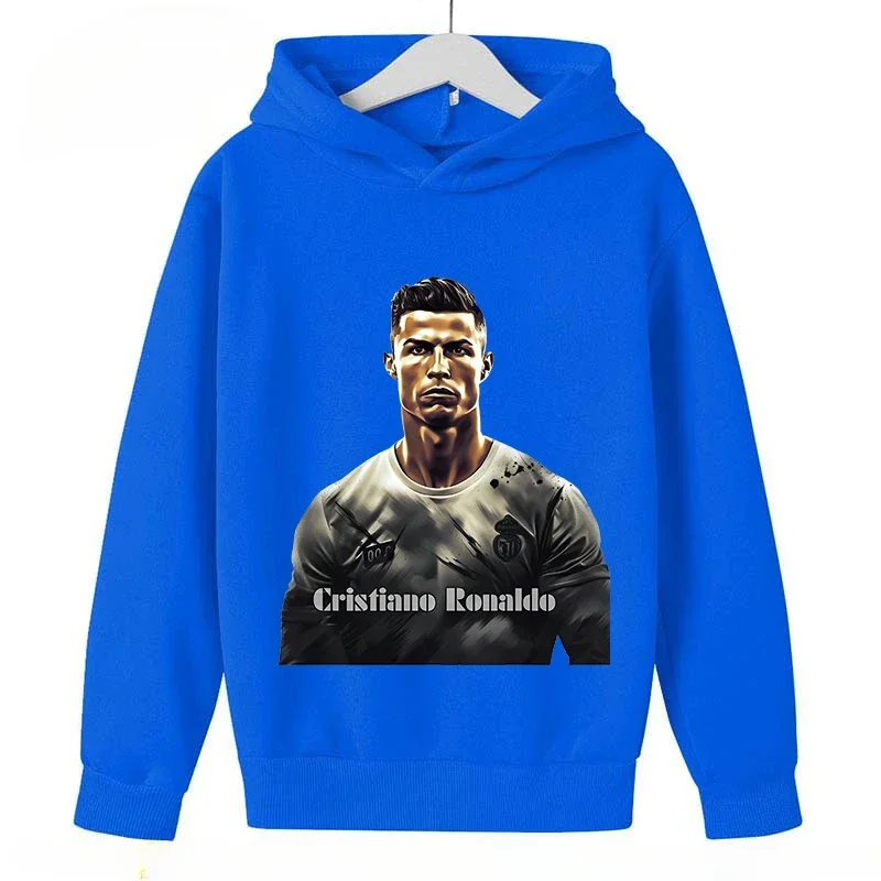 Children\'s Plus Hoodies Autumn and Winter Kid Pullover Blue Top for Boys Girls Ronaldo Avatar Printed Sweatshirt Baby Clothes