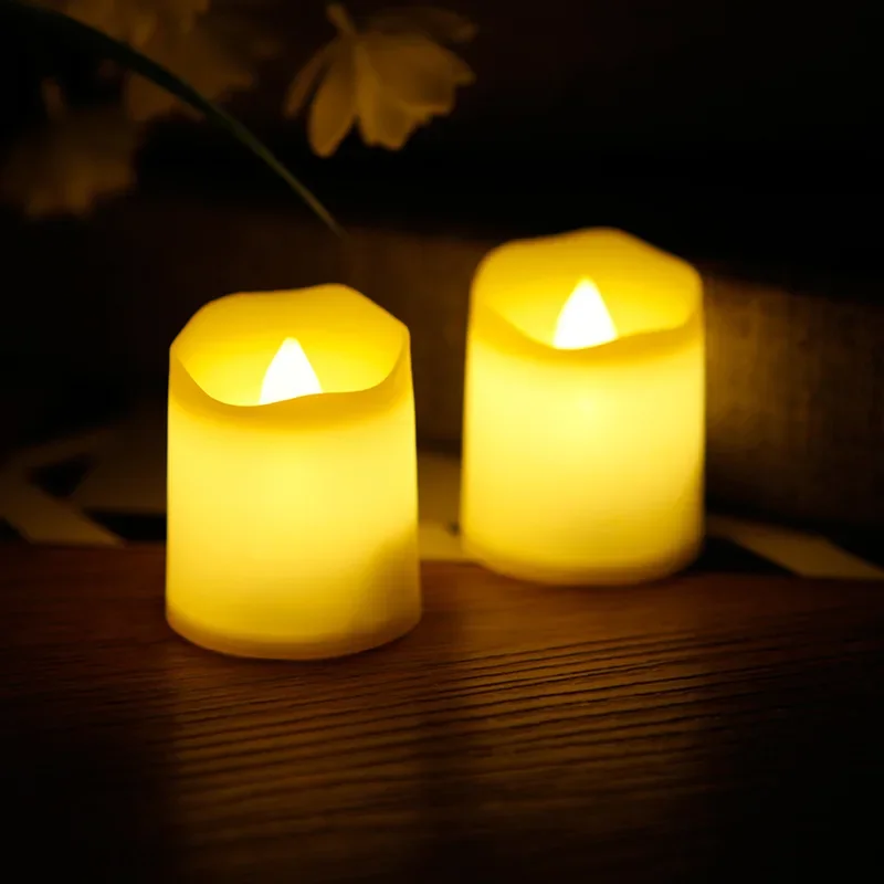 Vela LED intermitente sin llama, lámpara con batería, luz de té, simulación para el hogar, boda, fiesta de cumpleaños, decoración, velas, 6/1 Uds.