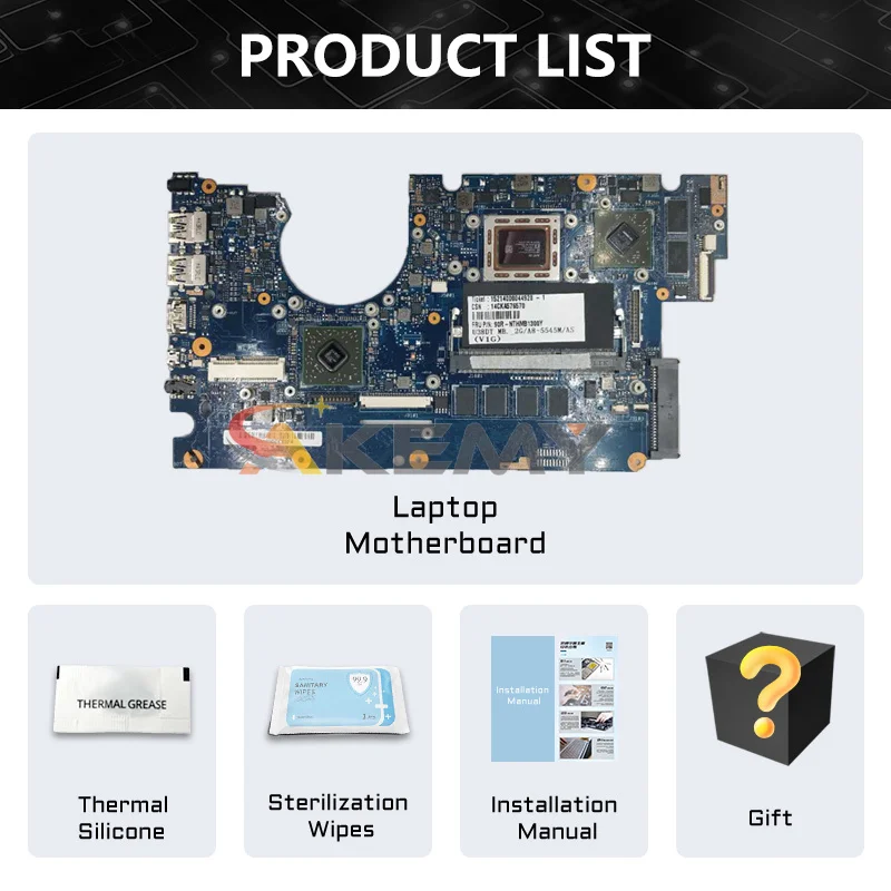 AKEMY U38N Laptop Motherboard For Asus U38 U38N U38DT Ultrathin Notebook Mainboard With A8-4555M CPU 2GB-RAM 100% Tested OK