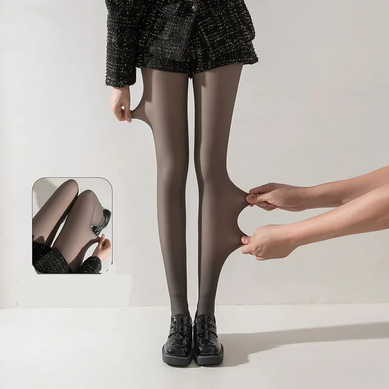 Thicken Thermal Tights Leggings Women Slim Elastic Sexy Black Translucent Pantyhose Female Winter Plus Velvet Thermo Stockings