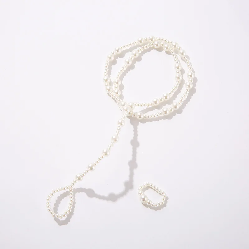 Hot Multi-layer Bracelet Long Pearl Chain Pendant Anklet Sandals Barefoot Beach Foot Bridal Jewelry Wholesale J19