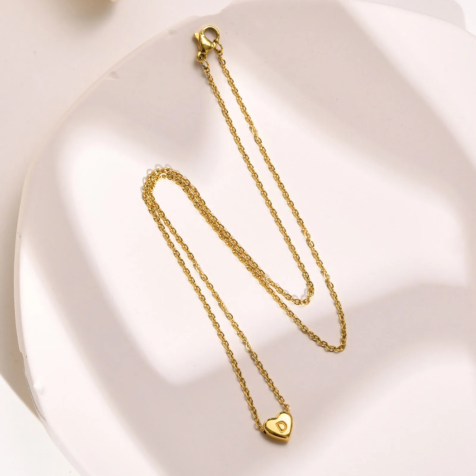 Personalized Letter Heart Choker Necklace for Women, Alphabet Necklace Stainless Steel Stackable Girlfriend Gift