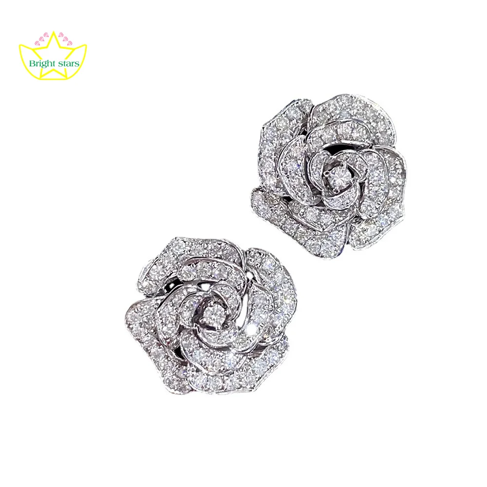 

Bright Stars S925 sterling silver Light luxury camellia stud earrings delicate and elegant rose earrings