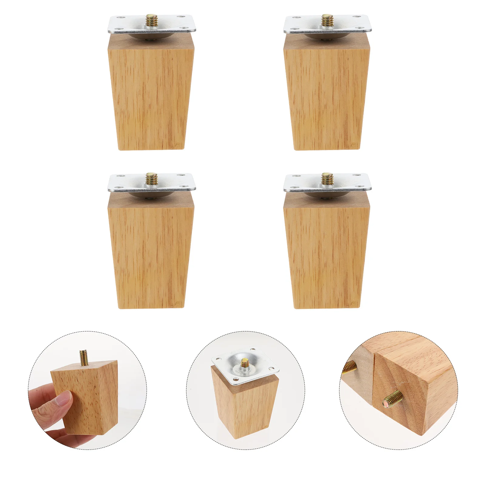4 Stück Holzmöbelbeine, natürliche Farbe, Massivholzmaterial, Sofa, Bett, Tisch, Stuhl, Stützfüße, höhenverstellbar, Heimdekoration