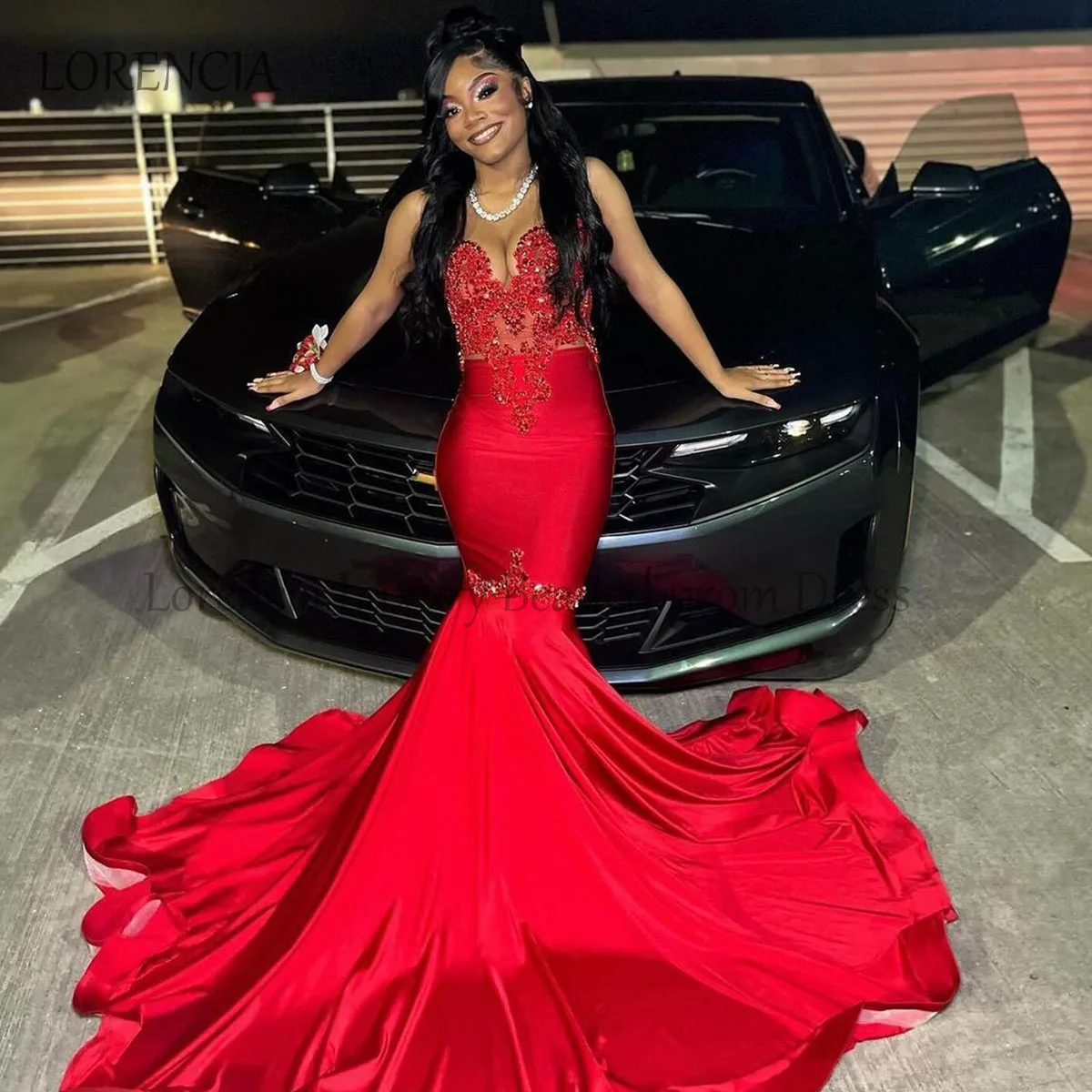 

Glitter Sexy Red Rhinestone Mermaid Prom Dresses Beading Crystals Long Evening Party Dress Formal Sleeveless vestidos de gala