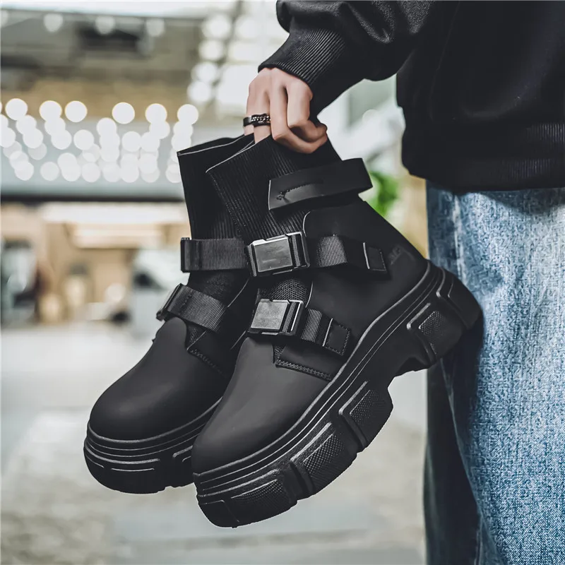 New Booties for Men Motorcyclist Boots Lace-up Non-slip Soft Comfortable LEOSOXS High Tops Fashion Explosive Style Snow Boot