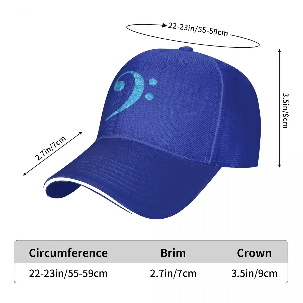 Bass Clef-Bass Player-Bass Guitarist Watercolor Ocean Sea Baseball Cap Ball Cap Horse Hat Hat Men'S Women'S