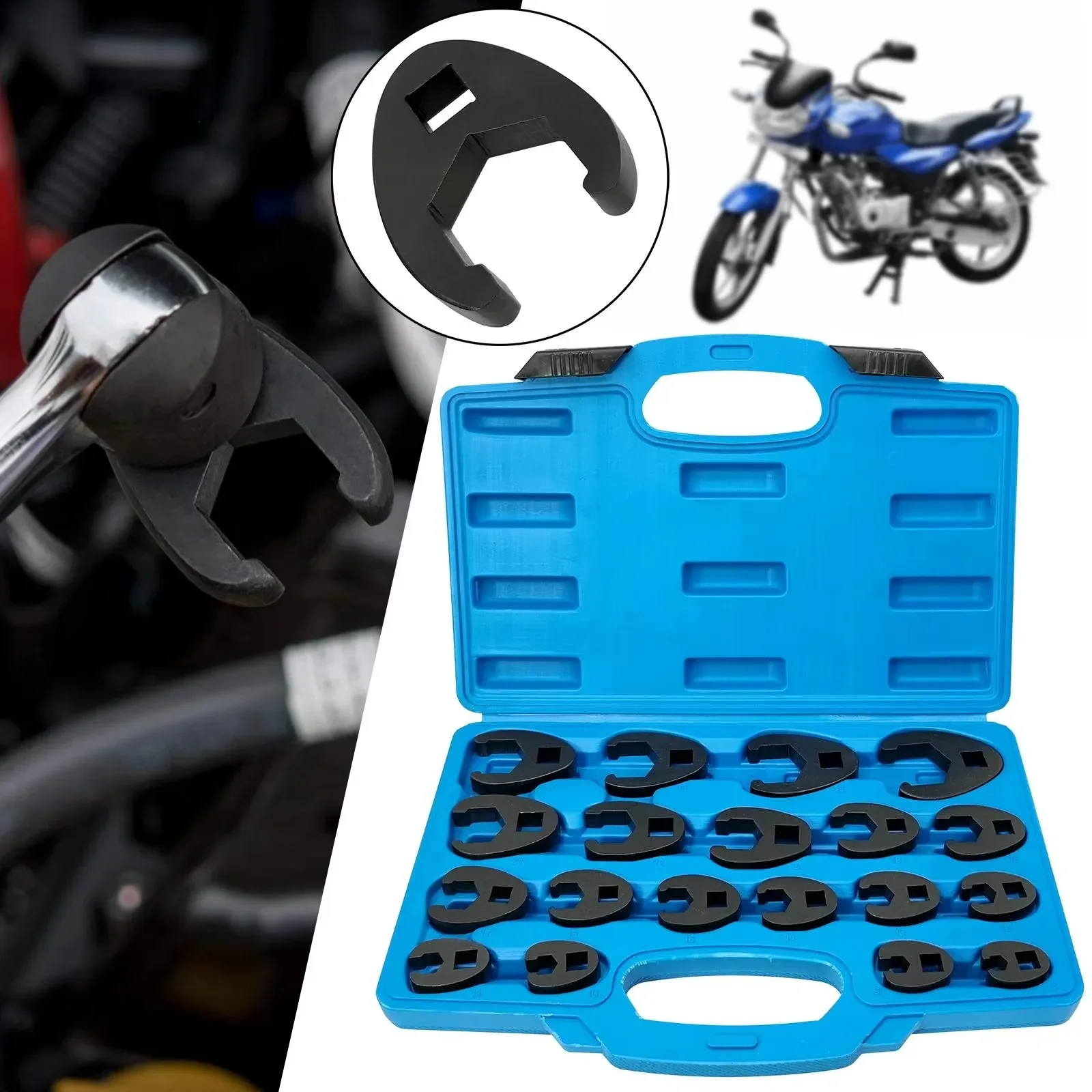 19pcs Drive Nut Crowfoot Wrench Set Metric Tool 8 to 32 mm Nut Wrench set for 3/8in and 1/2in Drive Ratchet