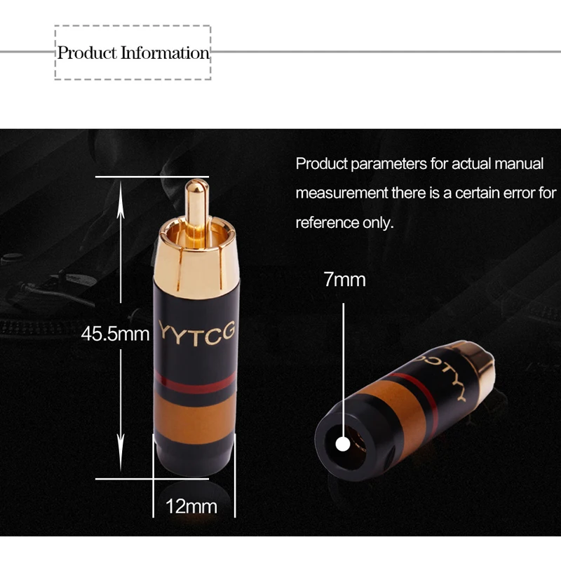 4 stks Koper RCA Plug Audio Kabel Male Connector Adapter Connector Solderen Phono Male voor 7mm Kabel