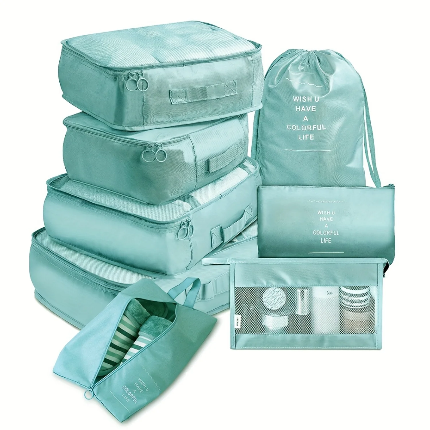 

8pcs Luggage Packing Organizer Set, Lightweight Handheld Packing Cubes, Clothing Underwear Shoes Bag