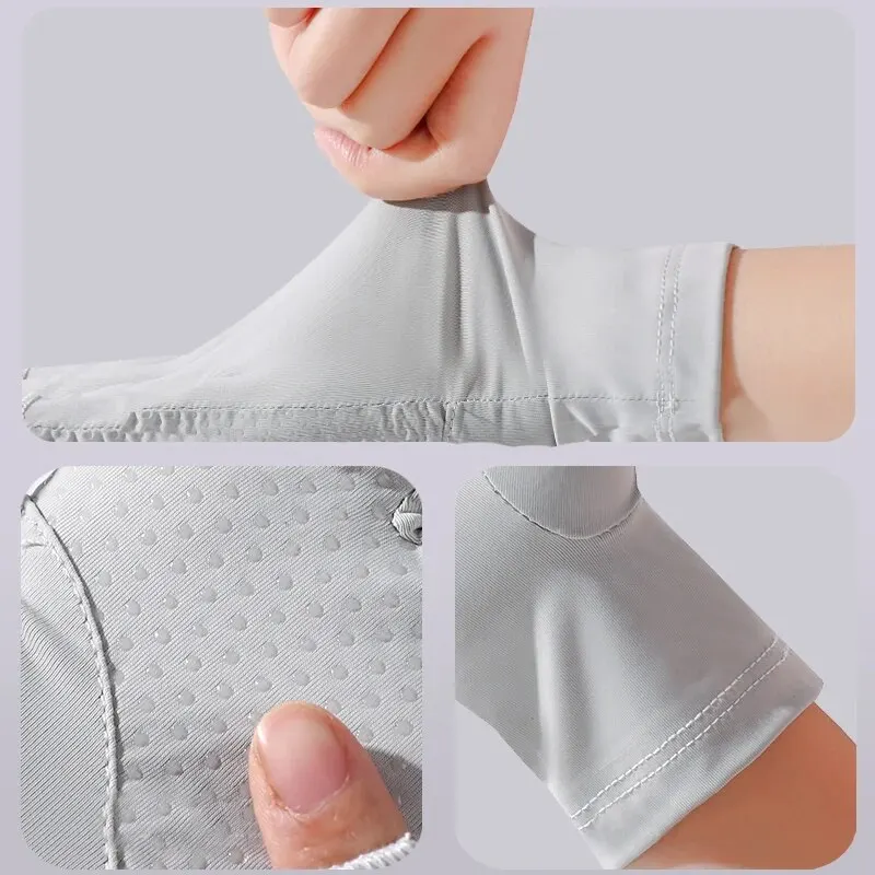 Summer Women\'s Sun Protection Gloves Uv Resistant Nail and Joint Anti Cocooning Ice Silk Thin Breathable Half Finger Gloves