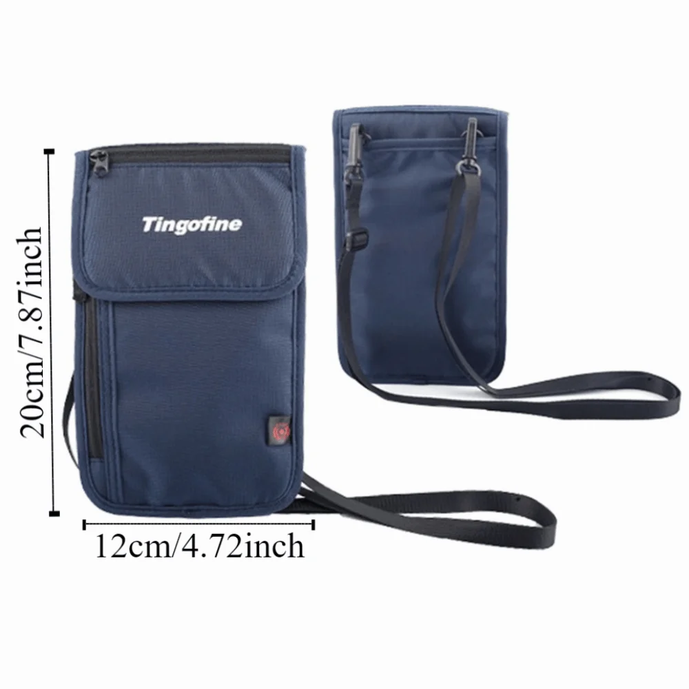 Anti-Theft Travel Document Card Bag Waterproof Nylon Travel Neck Wallet Portable Adjustable Document Case Credit Card