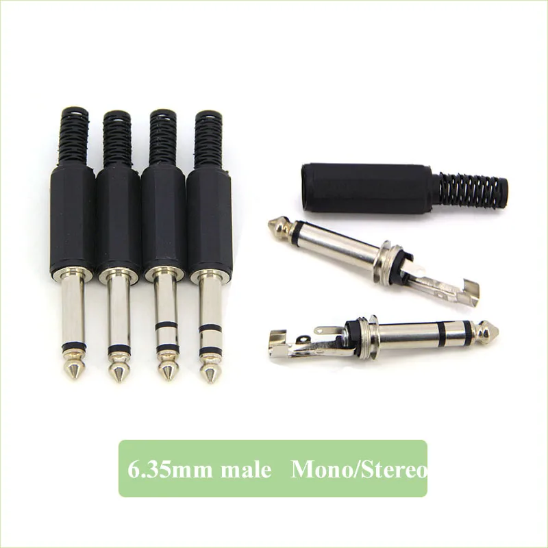 6.35 6.5 Stereo 3 Pole / Mono 2Pole male Plug 6.35mm Amplifier Microphone Plug 6.35mm jack Plug 6.5mm Audio Connector W28
