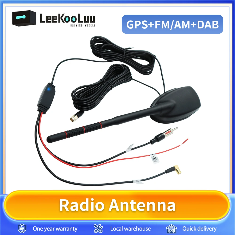 Leekooluu DAB Antenna attiva Antenna per montaggio sul tetto superiore Antenna DAB per auto + GPS +