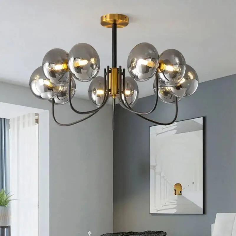 Nordic Glass Ball Pendant LED Lights For Living Dining Room Kitchen Fairy Tables Chandelier Design Home Decor Lighting