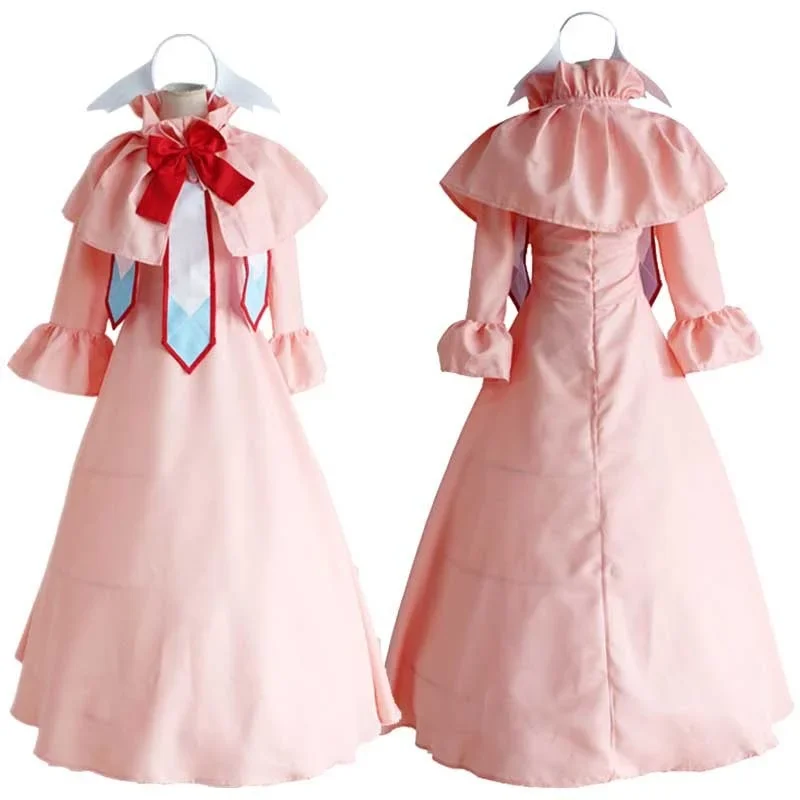 Anime Fairy Tail Cosplay Mavis Vermilion Costume Girls Pink Dress Outfit Women Halloween Carnival Party Suit