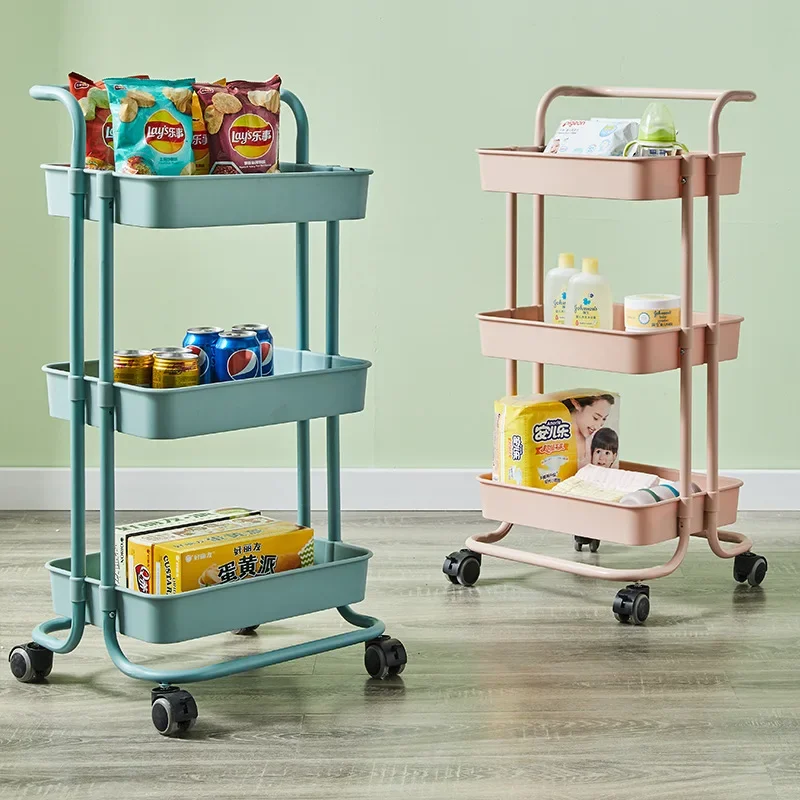 Storage cart, storage rack, multi-layer floor to floor, thickened bedroom, bathroom, balcony, dustproof, thickened storage rack,