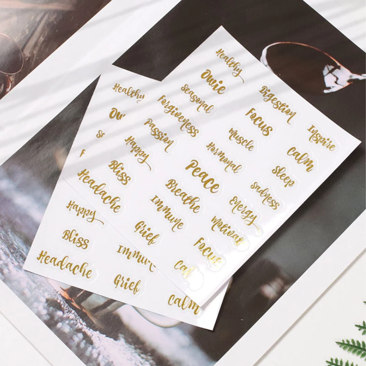 Essential Oil Bottle Labels Waterproof Adhesive Sticker Decals Golden For Oil Bottles Smooth Surfaces Stickers