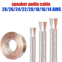 Stereo Speaker Wire 2Pin Transparent Audio Electrical Cable 28 26 24 22 20 18 16 AWG Extension Cord for Headphone LED Strip Lamp