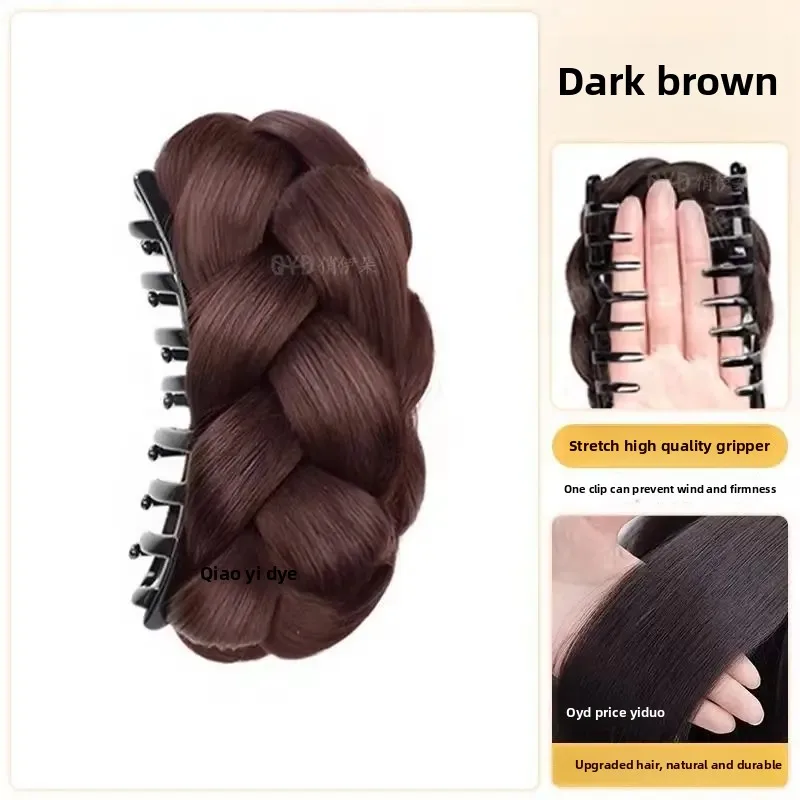 Knotless نسج الشعر ذيل حصان تمديد الألياف الآسيوية مضفر كعكة هيربيسي شعر مستعار Chignon إكسسوارات الشعر وصلات شعر