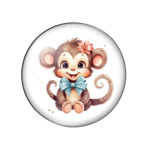 Watercolor Cartoon lion monkey leopard Paintings 8mm/12mm/20mm/25mm Round photo glass cabochon demo flat back Making findings