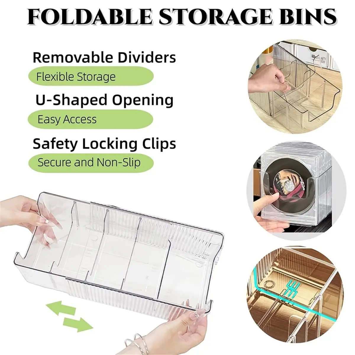 Adjustable Foldable Storage Bins Drawer Organizers Clear Drawer Organizers for Bedroom, Kitchen,