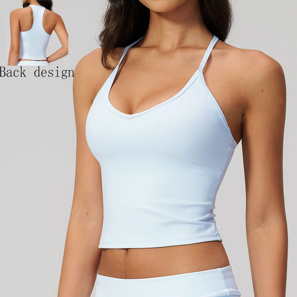 Summer Yoga Vest Women Workout Top Quick-Dry Crop Top Shockproof Gym Vest Female Running Tight Top Beautiful back Sports Tops